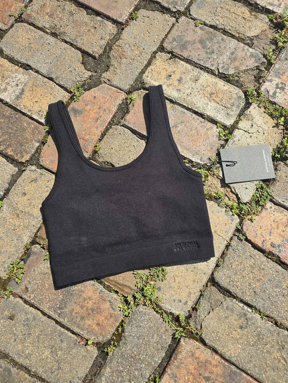 Spiritual Gangster Black Ribbed Crop Sports Bra Black Love Longline Bra XS NWT